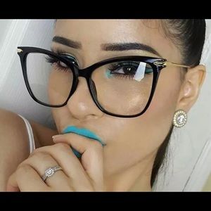 Clear lens cat eye glasses, retro glasses